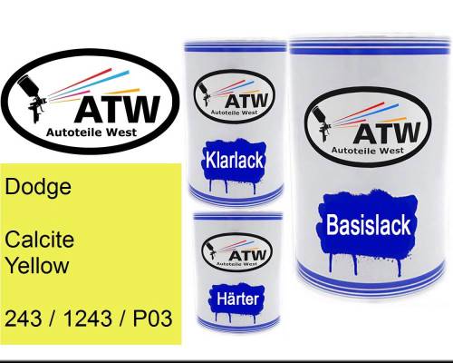 Dodge, Calcite Yellow, 243 / 1243 / P03: 500ml Lackdose + 500ml Klarlack + 250ml Härter - Set, von ATW Autoteile West.